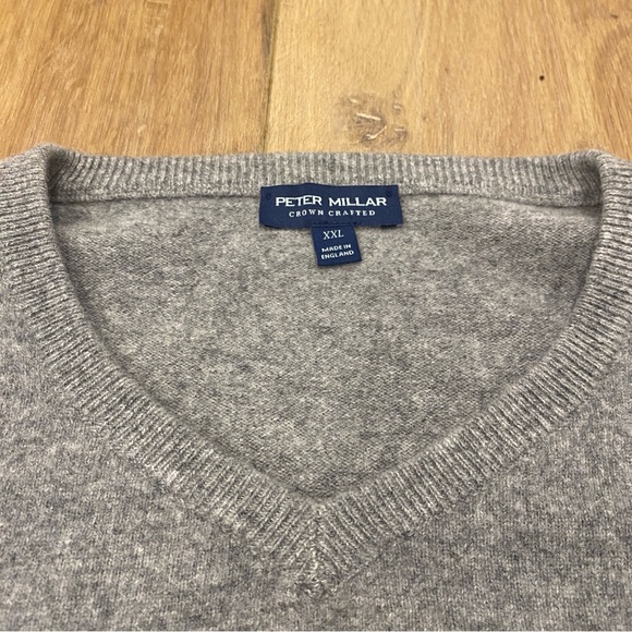 🌟PETER MILLAR🌟 CROWN MENS MERINO CASHMERE BLEND V NECK SWEATER GREY SZ XXL - Picture 2 of 6